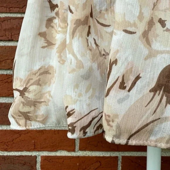 House of Harlow NWT 1960 Long Sleeve Cream Tan Floral Smocked Mini Dress 👗 - Picture 6 of 17